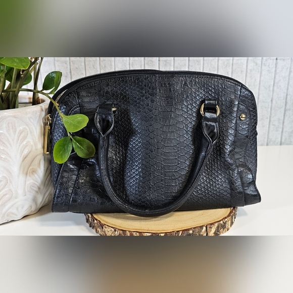 Versace 19.69 Milano Italia Black Embossed Satchel Handbag - Picture 3 of 4